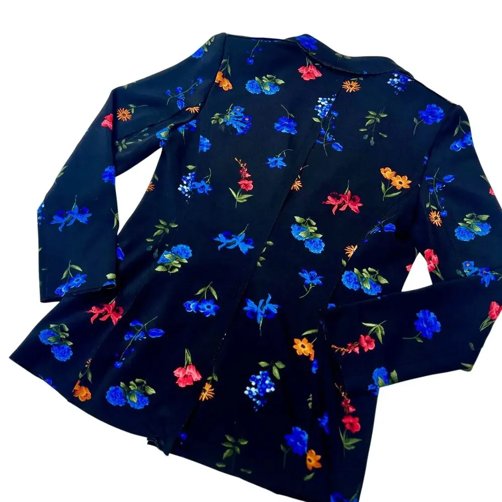 Tahari Floral Blazer Jacket Women’s 4 Black Floral Career Office Siren Botanical - Picture 3 of 16